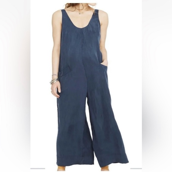 HATCH Maternity Women's Caroline Jumpsuit Sleeveless Blue Pockets Size 0/XS - Picture 1 of 10